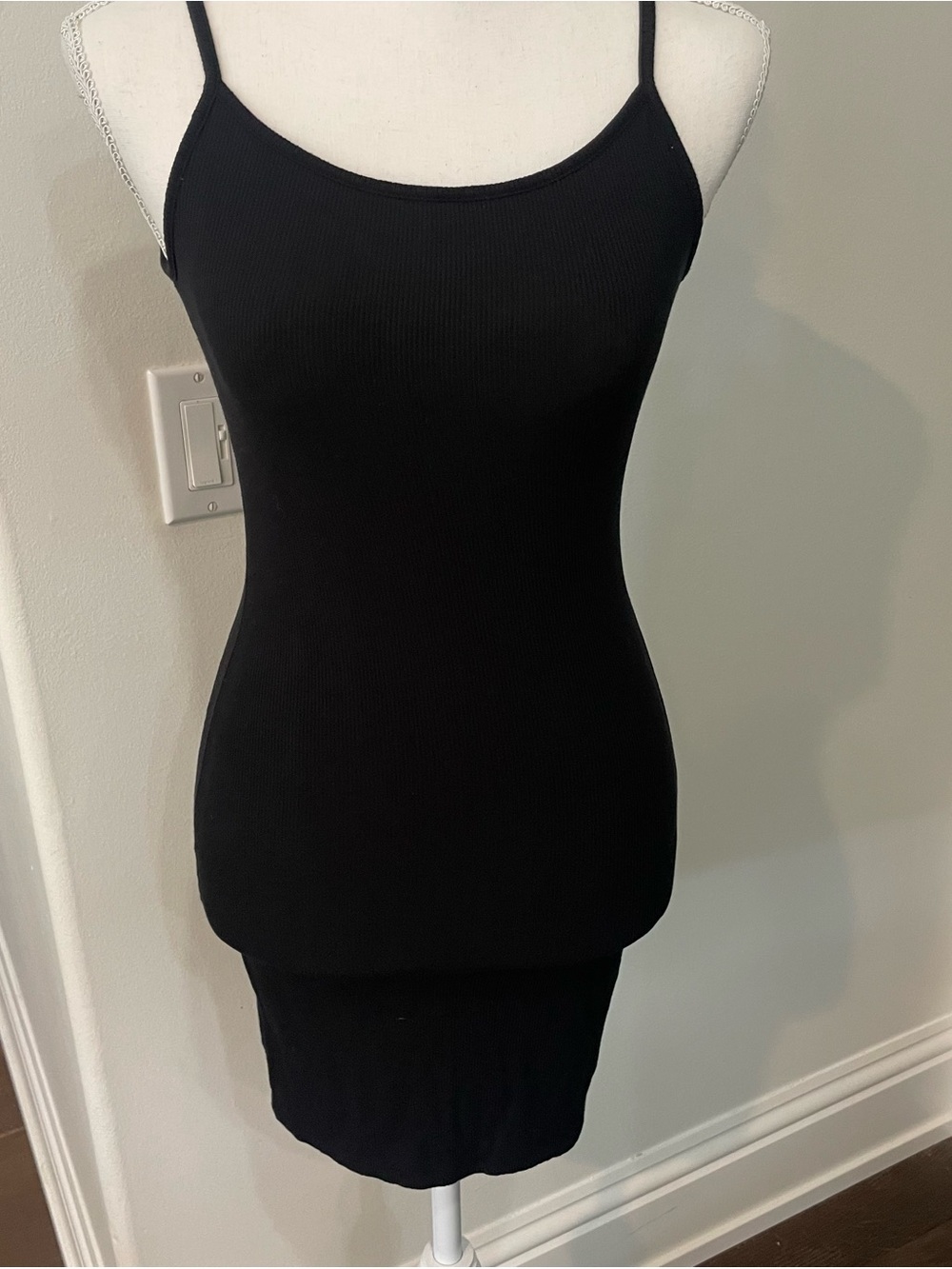 SKIMS Black Ribbed Mini Dress